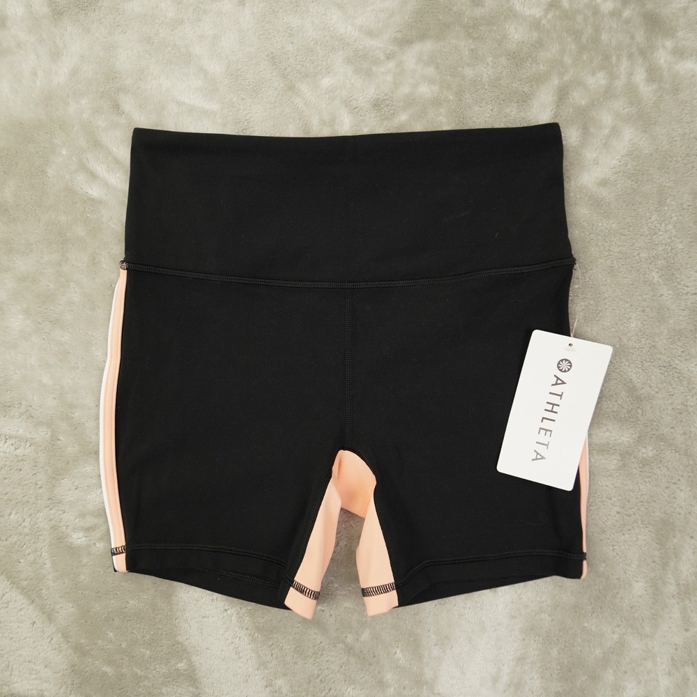 Athleta Elation Tipped Shortie Women's Medium Black Pink Mid Rise 782124